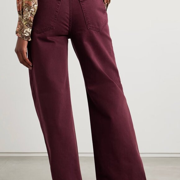 Ulla Johnson Wide-Leg High-Rise Jeans – Size 31 (Burgundy) - Picture 2 of 4